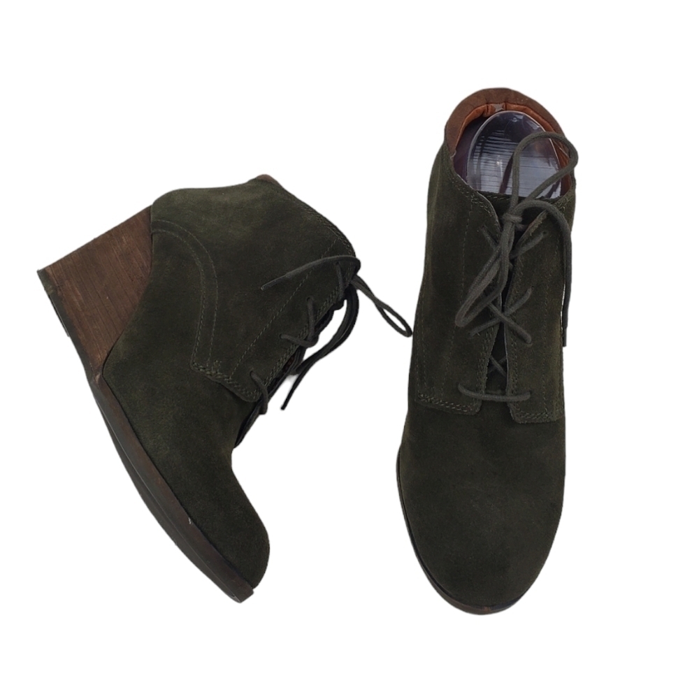 Lucky Brand sumba leather lace up wedge bootie